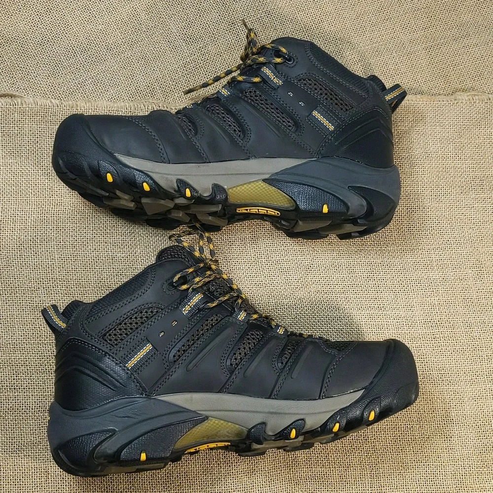 Keen Lansing Mid Waterproof Steel Toe Work Boots Men's Sz 9D, Dark Grey/Yellow - Picture 6 of 8